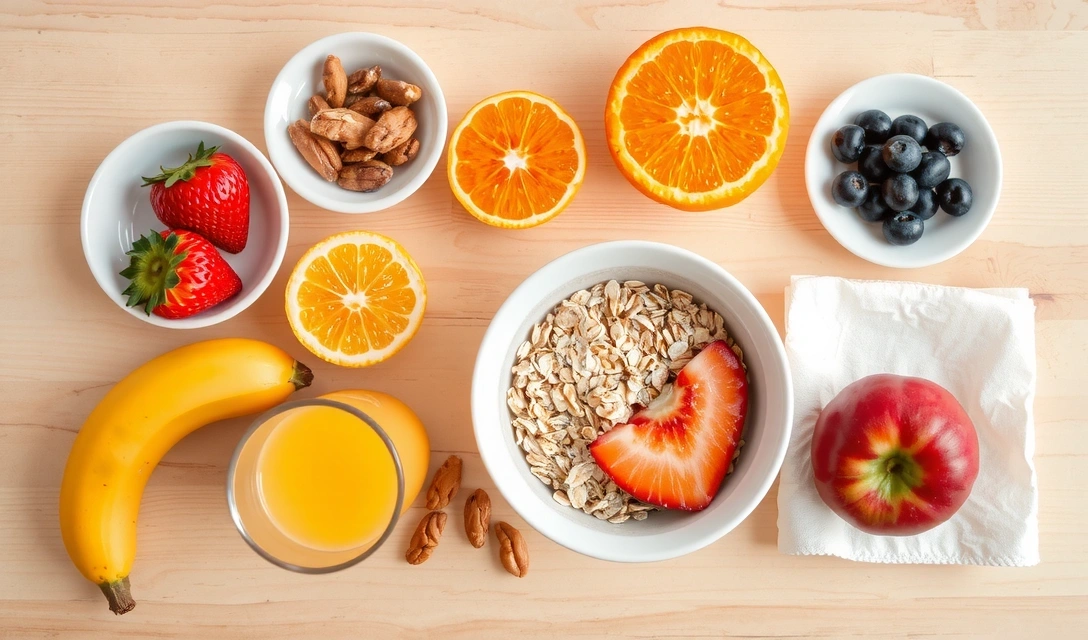 Healthy breakfast spread, representing balanced diet.