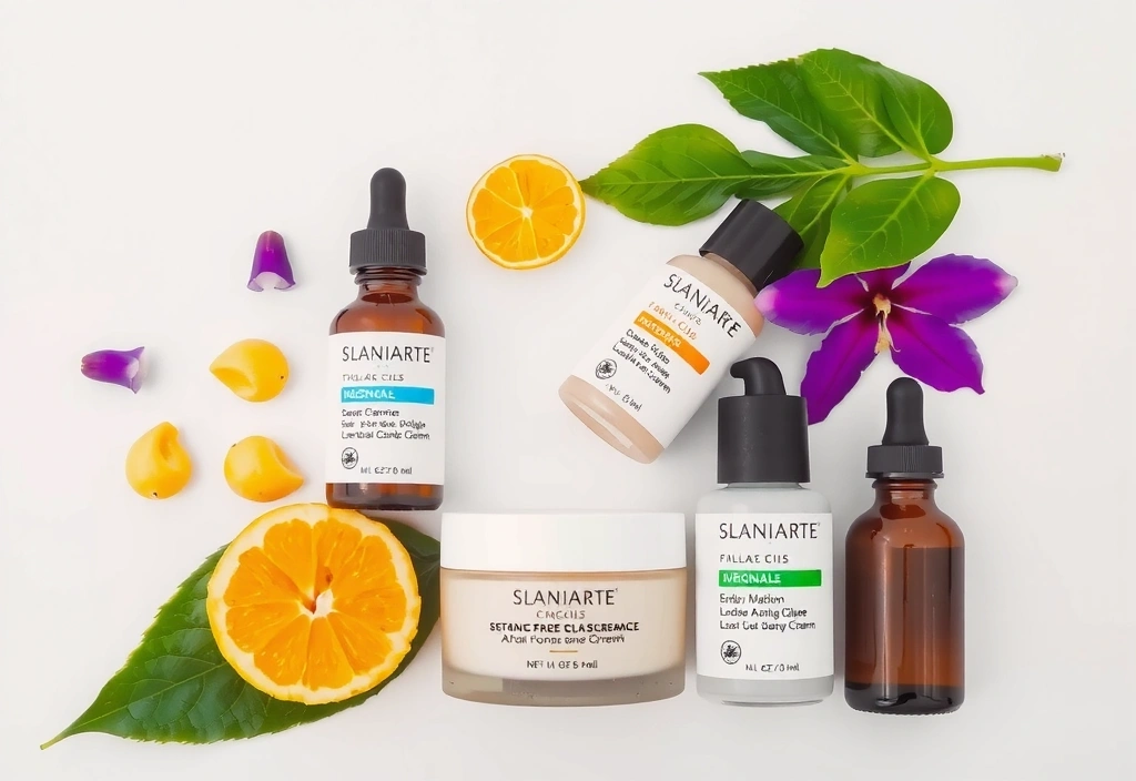 Various natural skincare products arranged aesthetically, representing beauty solutions.