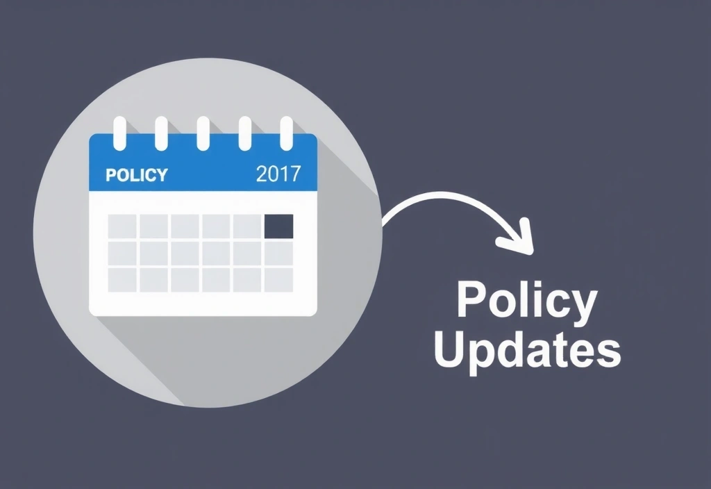 A calendar page with an arrow pointing to a future date, symbolizing policy updates and future changes. Clean, professional graphic design style.